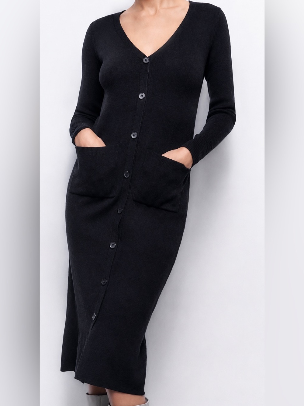 Zara black ribbed sweater dress, small